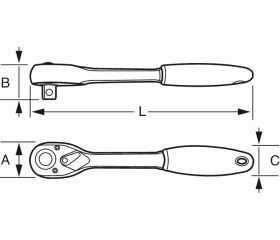 Carraca reversible tipo pera de 1/4